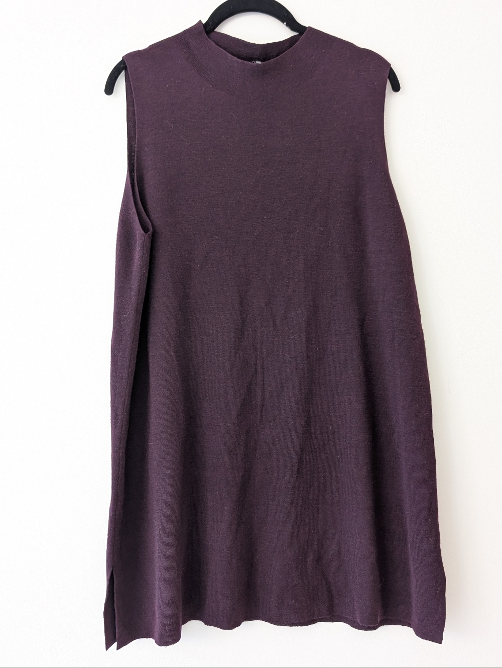 EILEEN FISHER | Plum merino wool mock neck tunic XL